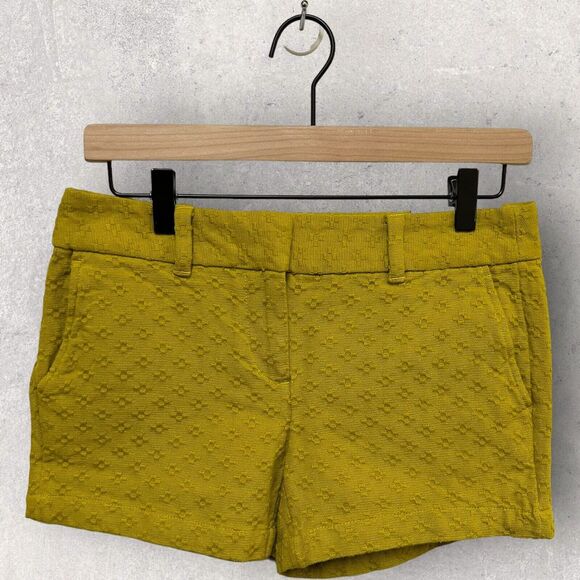 LOFT Pants - Loft Women's Yellow Mustard Cotton Linen Shorts Pockets Belt Size 00‎